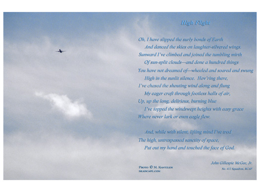 High Flight Poem - Orig Aviation Sky Photo - Pilot Gift